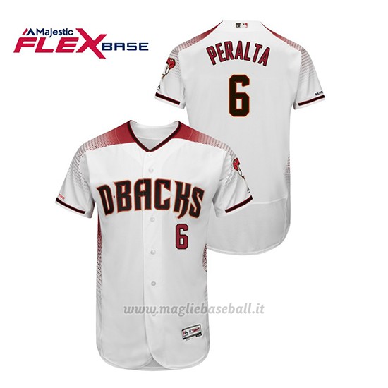 Maglia Baseball Uomo Arizona Diamondbacks David Peralta 150th Aniversario Patch Autentico Flex Base Bianco Rosso